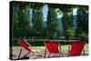 Red Deck Chairs on the Courtyard of the Jewish Museum, Berlin, Germany-Felipe Rodriguez-Stretched Canvas