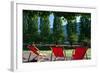 Red Deck Chairs on the Courtyard of the Jewish Museum, Berlin, Germany-Felipe Rodriguez-Framed Photographic Print