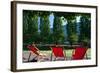 Red Deck Chairs on the Courtyard of the Jewish Museum, Berlin, Germany-Felipe Rodriguez-Framed Photographic Print