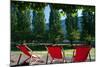 Red Deck Chairs on the Courtyard of the Jewish Museum, Berlin, Germany-Felipe Rodriguez-Mounted Photographic Print