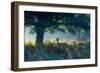 Red Deer Does on an Early Autumn Morning in Richmond Park-Alex Saberi-Framed Premium Photographic Print