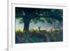 Red Deer Does on an Early Autumn Morning in Richmond Park-Alex Saberi-Framed Photographic Print