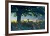 Red Deer Does on an Early Autumn Morning in Richmond Park-Alex Saberi-Framed Photographic Print