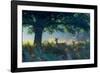 Red Deer Does on an Early Autumn Morning in Richmond Park-Alex Saberi-Framed Photographic Print