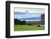 Red Deer in Front of Lochranza Castle on the Isle of Arran, Scotland-Flynt-Framed Photographic Print