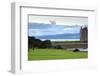 Red Deer in Front of Lochranza Castle on the Isle of Arran, Scotland-Flynt-Framed Photographic Print