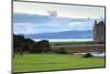 Red Deer in Front of Lochranza Castle on the Isle of Arran, Scotland-Flynt-Mounted Photographic Print