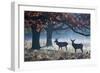 Red Deer Stags in a Forest with Colorful Fall Foliage-Alex Saberi-Framed Premium Photographic Print