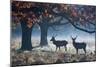 Red Deer Stags in a Forest with Colorful Fall Foliage-Alex Saberi-Mounted Premium Photographic Print