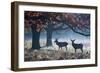 Red Deer Stags in a Forest with Colorful Fall Foliage-Alex Saberi-Framed Photographic Print