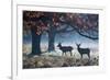 Red Deer Stags in a Forest with Colorful Fall Foliage-Alex Saberi-Framed Photographic Print