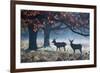 Red Deer Stags in a Forest with Colorful Fall Foliage-Alex Saberi-Framed Photographic Print