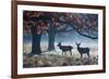 Red Deer Stags in a Forest with Colorful Fall Foliage-Alex Saberi-Framed Photographic Print