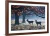 Red Deer Stags in a Forest with Colorful Fall Foliage-Alex Saberi-Framed Photographic Print