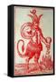 Red Devil with 3 Horns Tail and Goats Legs Pours Money into the Fire-null-Framed Stretched Canvas