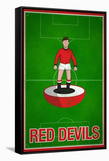 Red Devils Football Soccer Sports Poster-null-Framed Stretched Canvas