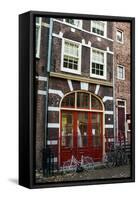 Red Door in Amsterdam-Erin Berzel-Framed Stretched Canvas