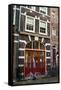 Red Door in Amsterdam-Erin Berzel-Framed Stretched Canvas