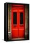 Red Door in Paris-Erin Berzel-Framed Stretched Canvas