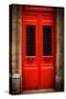 Red Door in Paris-Erin Berzel-Stretched Canvas