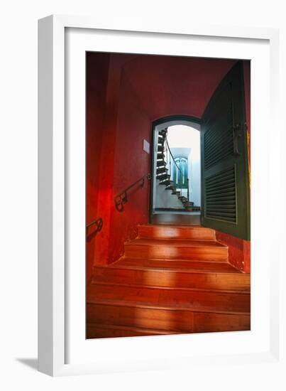 Red Doorway, Los Morillos Lighthouse, Puerto Rico-George Oze-Framed Photographic Print