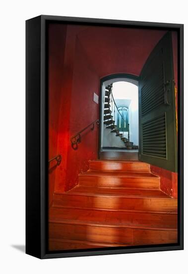 Red Doorway, Los Morillos Lighthouse, Puerto Rico-George Oze-Framed Stretched Canvas