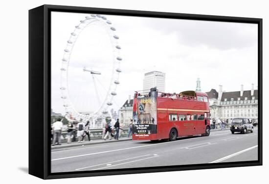 Red Double-Decker Bus, Westminster Bridge, District Westminster, London, England, Uk-Axel Schmies-Framed Stretched Canvas