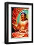 Red Draped Buddha Statue-null-Framed Art Print