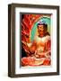 Red Draped Buddha Statue-null-Framed Art Print