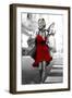 Red Dress in the City-JJ Brando-Framed Art Print