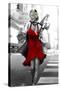 Red Dress in the City-JJ Brando-Stretched Canvas