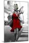 Red Dress in the City-JJ Brando-Mounted Art Print
