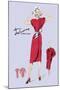 Red Dress with Matching Overcoat-null-Mounted Art Print