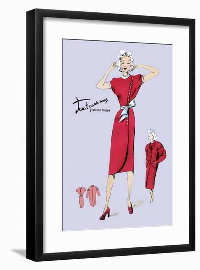 Red Dress with Matching Overcoat-null-Framed Art Print