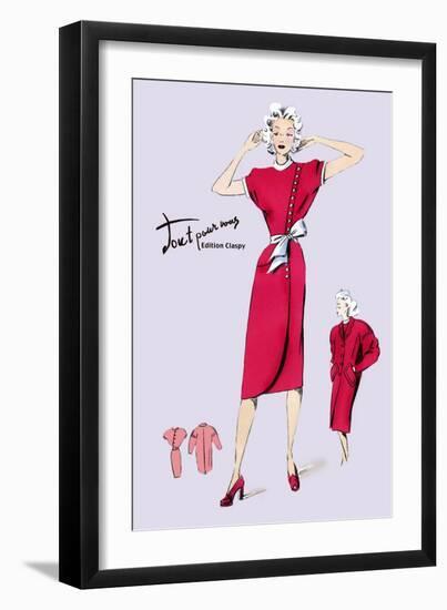 Red Dress with Matching Overcoat-null-Framed Art Print