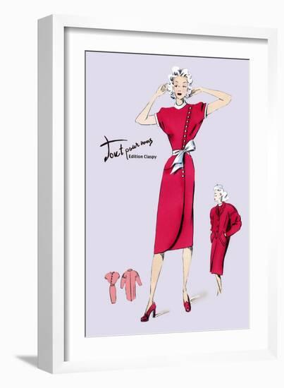 Red Dress with Matching Overcoat-null-Framed Art Print