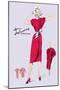 Red Dress with Matching Overcoat-null-Mounted Art Print