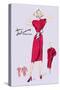 Red Dress with Matching Overcoat-null-Stretched Canvas