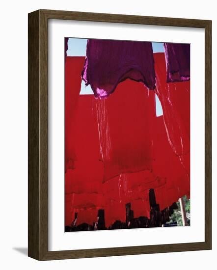 Red Dyed Cloth Drying, Marrakech, Morocco, North Africa, Africa-Matthew Davison-Framed Photographic Print