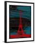 Red Eiffel Tower Paris on Green-Victoria Hues-Framed Giclee Print