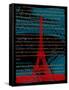 Red Eiffel Tower Paris on Green-Victoria Hues-Framed Stretched Canvas