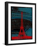 Red Eiffel Tower Paris on Green-Victoria Hues-Framed Giclee Print