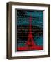 Red Eiffel Tower Paris on Green-Victoria Hues-Framed Giclee Print