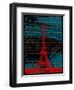 Red Eiffel Tower Paris on Green-Victoria Hues-Framed Giclee Print