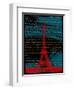 Red Eiffel Tower Paris on Green-Victoria Hues-Framed Giclee Print