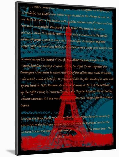 Red Eiffel Tower Paris on Green-Victoria Hues-Mounted Giclee Print