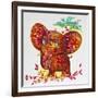 Red Elephant-Oxana Zaika-Framed Giclee Print