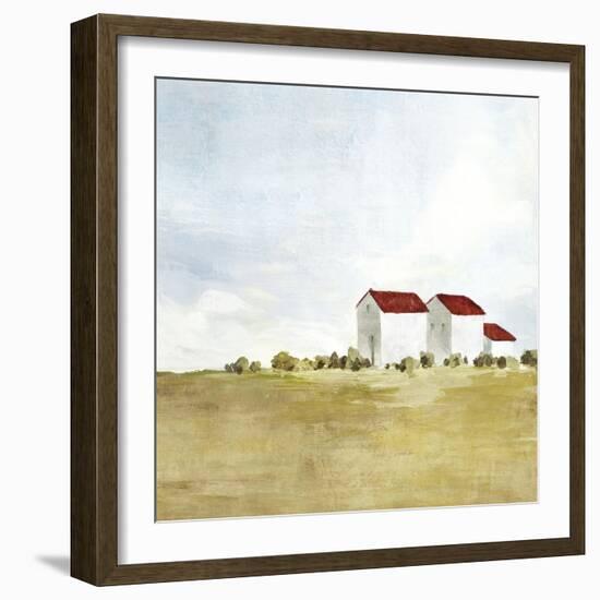 Red Farm House II-Isabelle Z-Framed Art Print