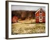 Red Farmhouse and Barn in Snowy Field-Robert Cattan-Framed Photographic Print