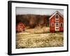 Red Farmhouse and Barn in Snowy Field-Robert Cattan-Framed Photographic Print